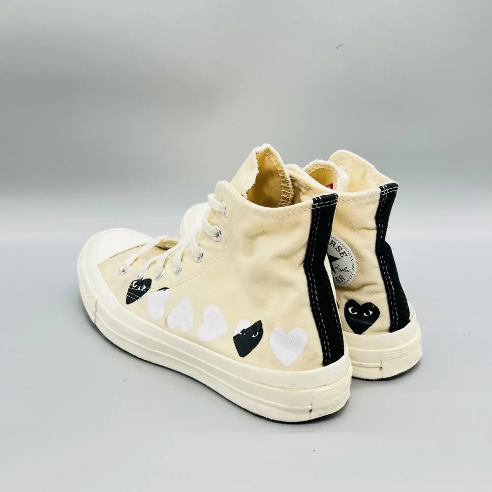 Converse Shoes Womens 8 Mens 6 Beige Chuck Taylor All Star CdG PLAY Sneakers - Picture 5 of 11